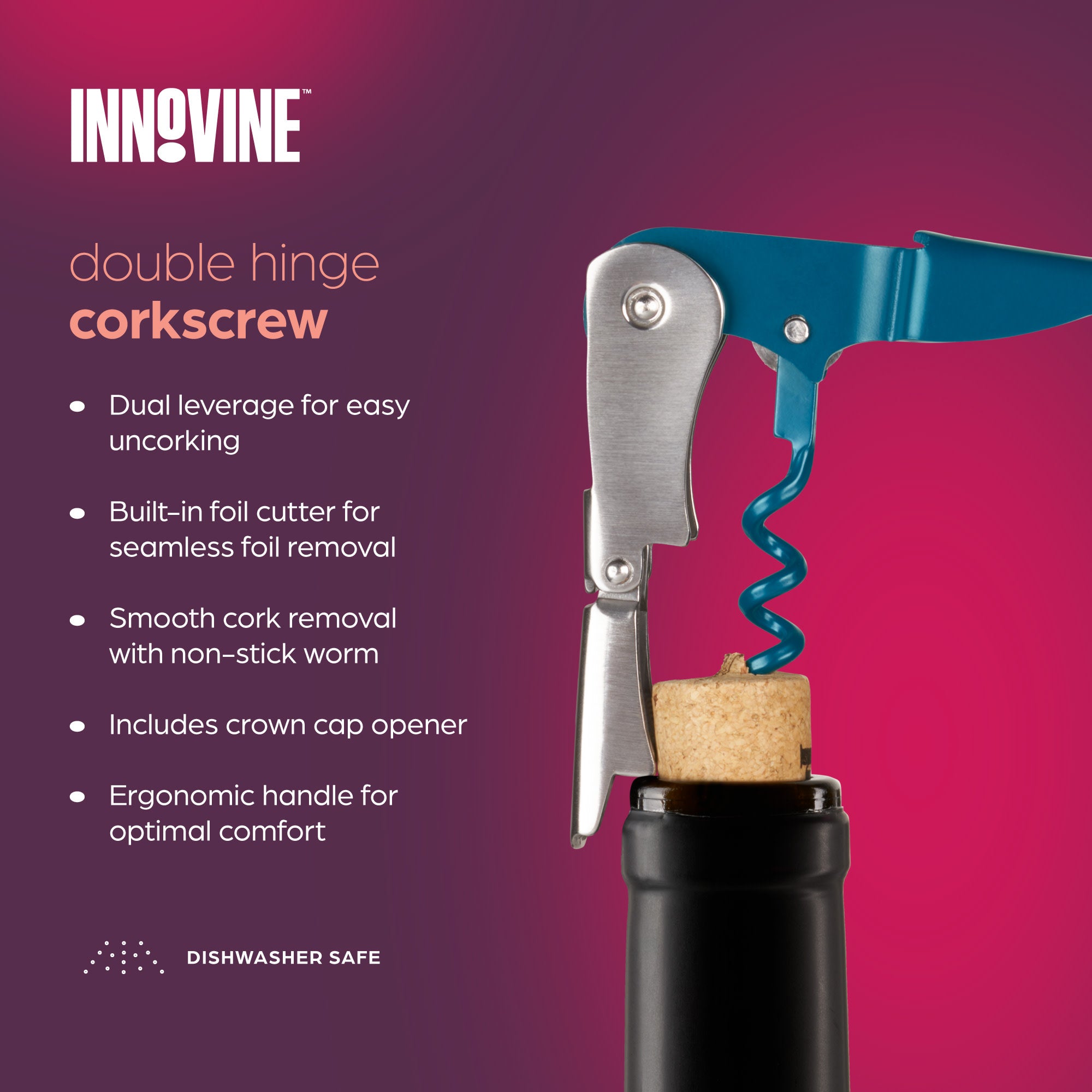 Double Hinged Corkscrew in Deep Teal
