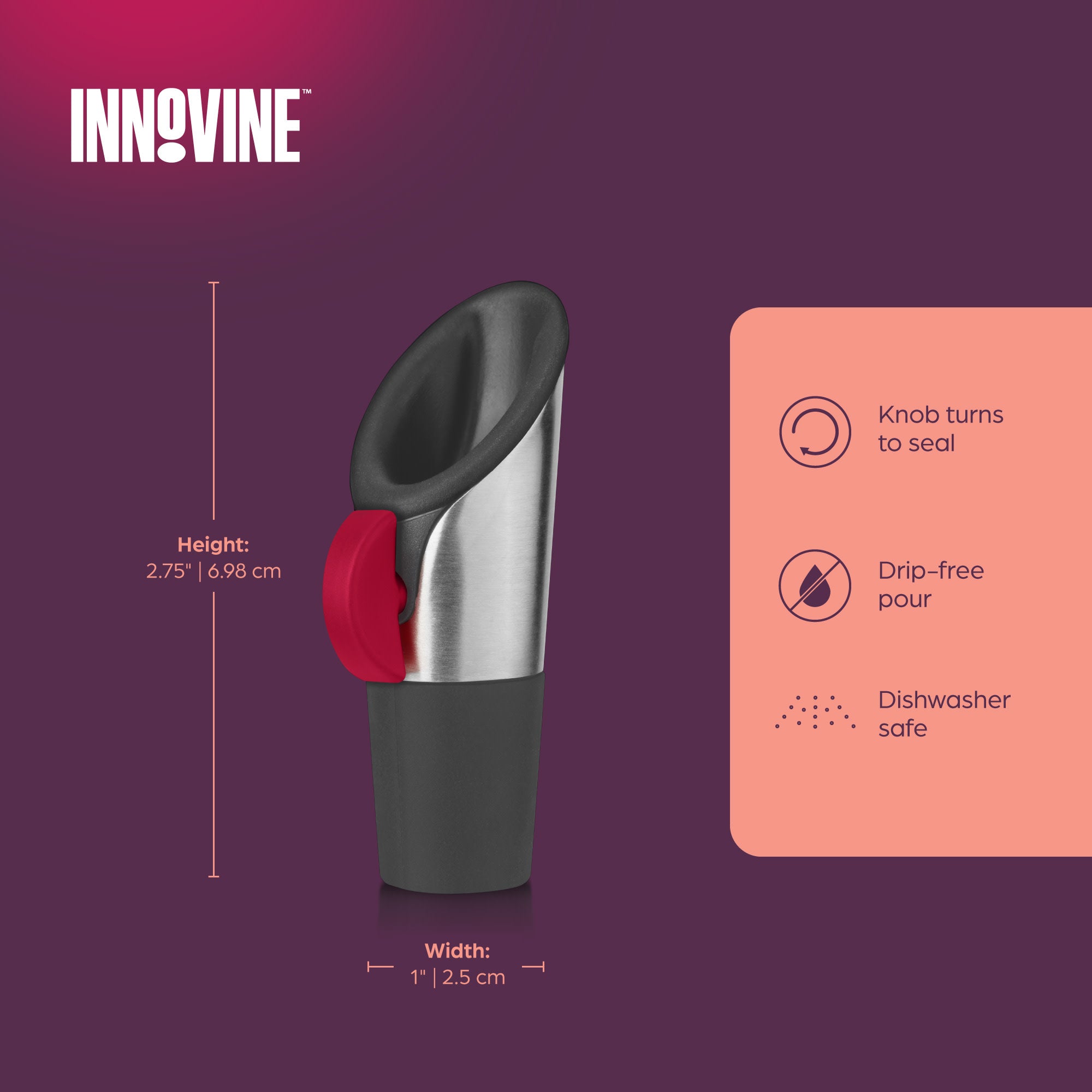 Wine Pourer and Stopper in Raspberry